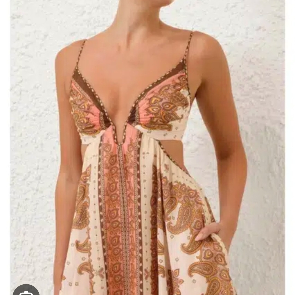 Zimmermann Maxine Paisley Dress in Pink and Brown NWT